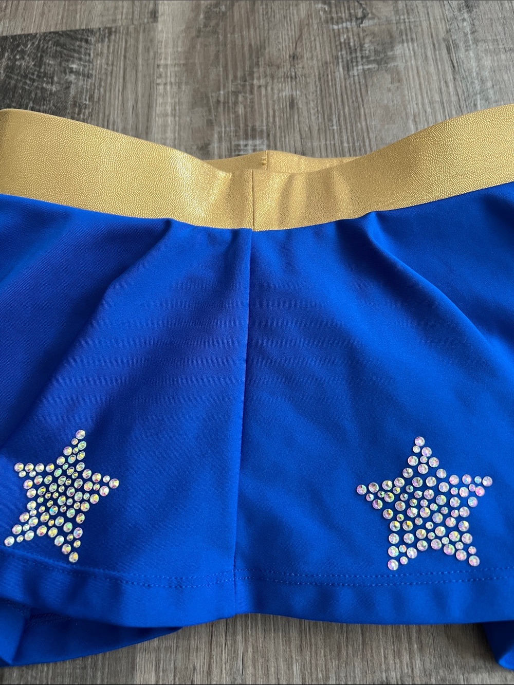 Cheer Athletics gold and royal blue skort with rhinestone stars size Youth L - Picture 16 of 16